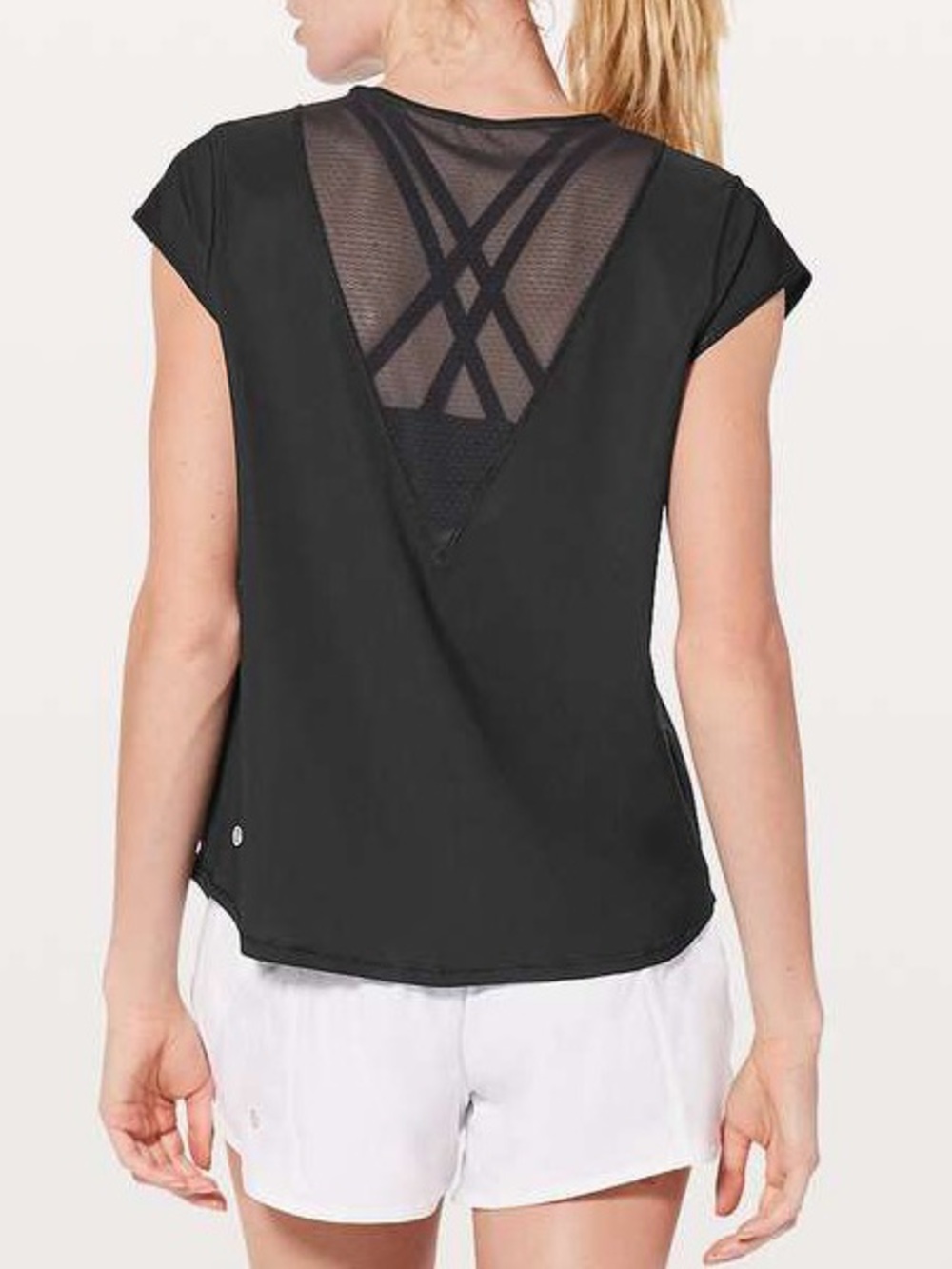Lululemon For The Run Short Sleeve Shirt
Black Gym Athleisure Casual.        22
